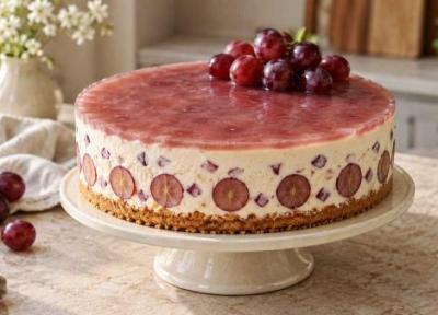 طرز تهیه چیز کیک انگور بدون فر با ژله انگور طرز تهیه چیز کیک انگور بدون فر با ژله انگور
